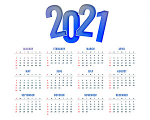 2021 new year calendar design simple modern template
