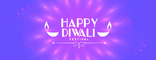 happy diwali shiny festival purple banner design