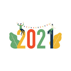 Happy new year 2021 flat illustration