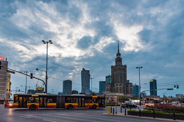  Palace of Culture and Science (Polish: Palac Kultury i Nauki; abbreviated PKiN),  a notable high-rise building in central Warsaw, Poland.