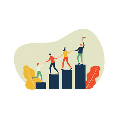 Teamwork concept, business growth flat illustration