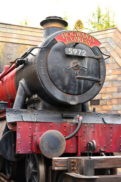 Harry Potter theme Hogwarts express train at Universal Studios Japan in Osaka, Japan