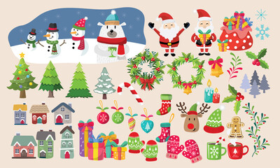 christmas set vector illustrator design 01