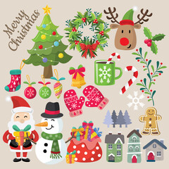 christmas set vector illustrator design 02