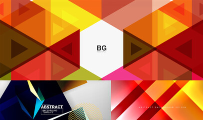 Set of minimal geometric abstract backgrounds. Vector illustrations for covers, banners, flyers and posters and other