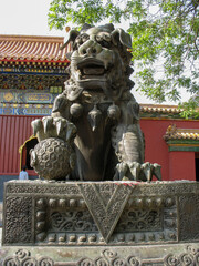 A bronze Chinese dragon statue in Forbidden city, Beijing, China