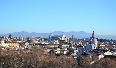 Rome, City view from Castel Sant'Angelo. Panoramic view of Rome City, Italy during the sunny day.