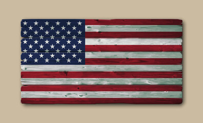 Happy Memorial Day. Presidents' Day Typography. American Flag painted on Wood Background banner. 18th february american holiday