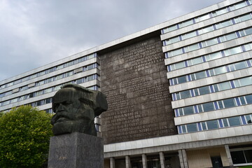 Karl Marx Monument in Chemnitz. Chemnitz city, which was named by Demotractic deutsche Republik...