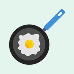 Vector illustration of egg on frying pan.