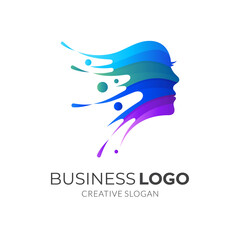 fresh beauty logo, woman and water, combination logo with 3d colorful style