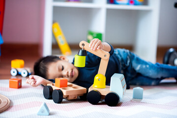 baby playing the wooden toys