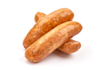 German bratwurst sausages, isolated on white background