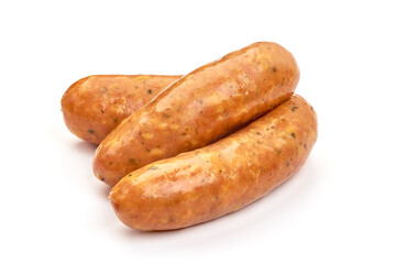 German bratwurst sausages, isolated on white background