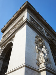 Paris Arc de Triomphe ,Triumphal Arch, place Charles de Gaulle in Chaps Elysees at sunset, Paris, France.