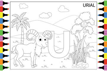 coloring animal for kids with alphabet letters
