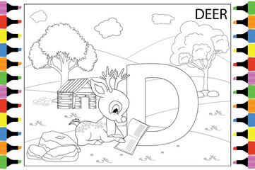 coloring animal for kids with alphabet letters