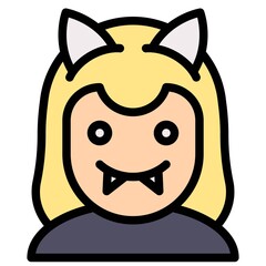 Cat girl avatar, Halloween costume vector icon