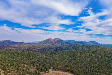 Aerial view of the Sunset Crater Volcano