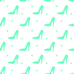 Seamless pattern with woman's colorful shoe, Vector texture illustration.