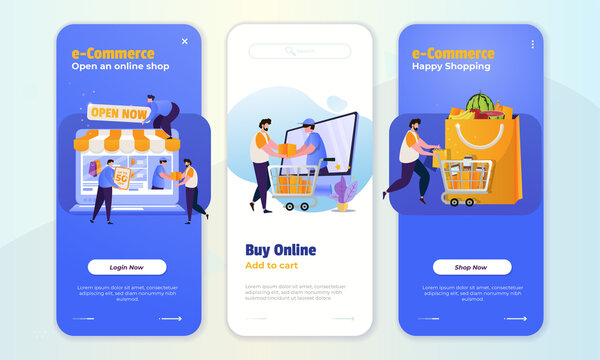 e-commerce illustration set on the onboard screen concept