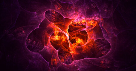 3D rendering abstract red fractal light background