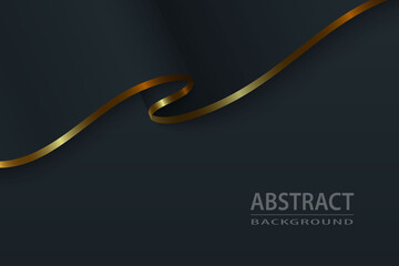 Black silk luxury background with gold elements, Wave flag vector concept design
