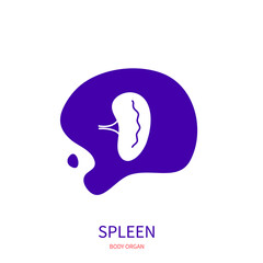 Spleen lymphatic system body organ silhouette icon on abstract geometric splash. Human anatomy medical symbol. Vector illustration.