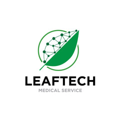 leaf bio tech molecule logo designs for medical or technology service