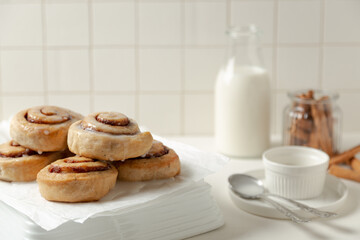 milk and cinnamon buns