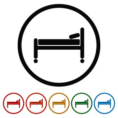 Bed simple ring icon, color set