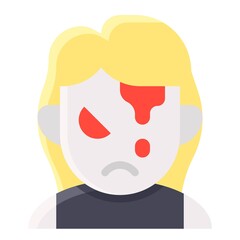 Undead woman avatar, Halloween costume vector icon