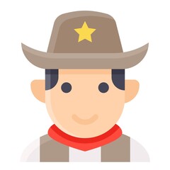 Cowboy avatar, Halloween costume vector icon