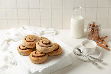 cinnamon rolls and milk
