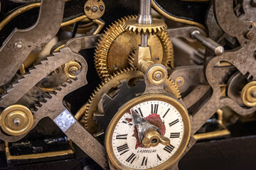 mechanism of the old clock of the church steeple