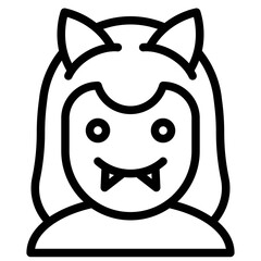 Cat girl avatar, Halloween costume vector icon