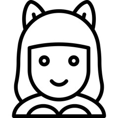 Fox girl avatar, Halloween costume vector icon