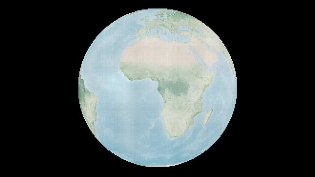 Particles flying and transform to Geography earthmap digital global world map, Elements of this image furnished by NASA