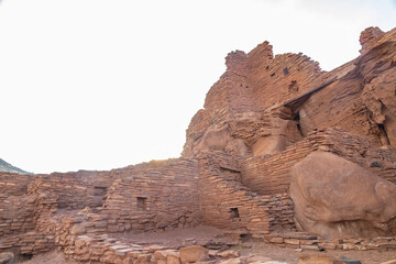 Fototapeta premium Sunset view of the Wupatki Pueblo ruins in Wupatki National Monument