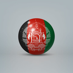 3d realistic glossy plastic ball or sphere with flag of Afghanistan