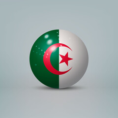 3d realistic glossy plastic ball or sphere with flag of Algeria