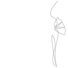 Flower line drawing on white background design, vector illustration