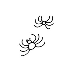 Obraz premium Doodle spider set. Hand drawn black insect isolated on white background. Scary cute sign. Outline vector stock illustration for fall design, happy Halloween, Day of the Dead, web, autumn animal print