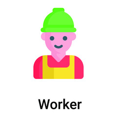 worker wear safety hat vector flat icon