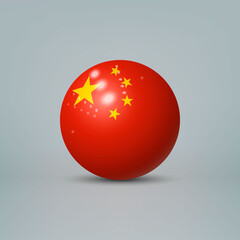 3d realistic glossy plastic ball or sphere with flag of China