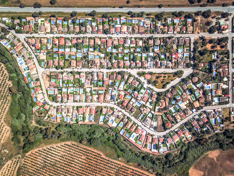 Aerial view of a residence in the countryside of Moron de la Frontera, Spain.