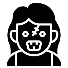 Zombie woman avatar, Halloween costume vector icon