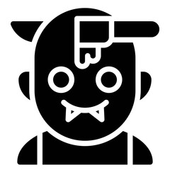 Zombie with knife through the head avatar, Halloween costume vector icon