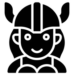 Female viking avatar, Halloween costume vector icon