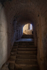Fototapeta premium dark and cold tunnels and passageways of a medieval castle